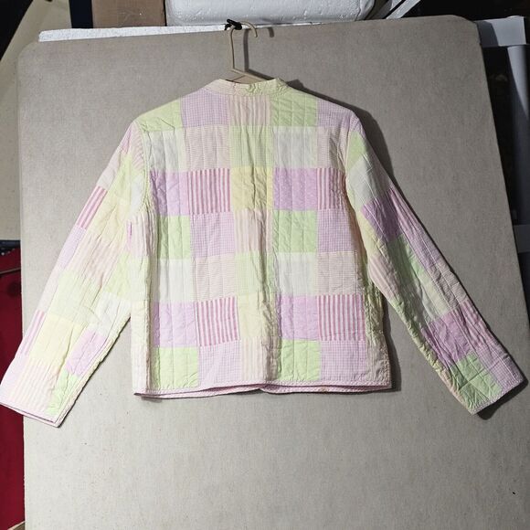 Handmade Quilted Patchwork Feeding Jacket Women's Size Medium Pink Pastel Green - Picture 3 of 16